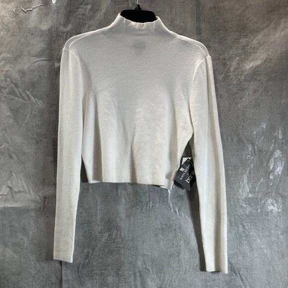 Bar III Sweaters - BAR III X Sofia Richie Women's Crop Mock-Neck Long-Sleeve Pullover Sweater SZ M